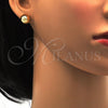 Oro Laminado Stud Earring, Gold Filled Style Diamond Cutting Finish, Golden Finish, 02.100.0054
