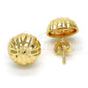 Oro Laminado Stud Earring, Gold Filled Style Diamond Cutting Finish, Golden Finish, 02.100.0054