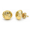 Oro Laminado Stud Earring, Gold Filled Style Diamond Cutting Finish, Golden Finish, 02.100.0054