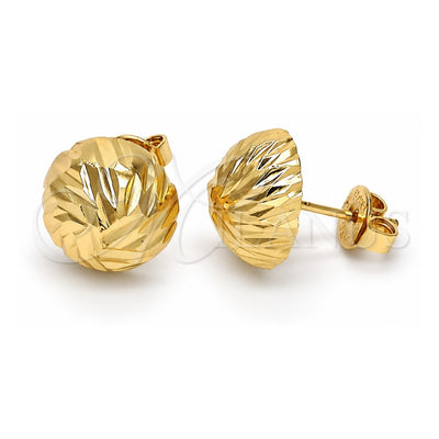 Oro Laminado Stud Earring, Gold Filled Style Diamond Cutting Finish, Golden Finish, 02.100.0055