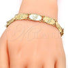 Oro Laminado Fancy Bracelet, Gold Filled Style Elephant Design, Polished, Golden Finish, 03.253.0014.09 (11 MM Thickness, 9 Inches Length)