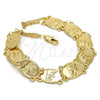 Oro Laminado Fancy Bracelet, Gold Filled Style Elephant Design, Polished, Golden Finish, 03.253.0014.09 (11 MM Thickness, 9 Inches Length)