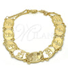 Oro Laminado Fancy Bracelet, Gold Filled Style Elephant Design, Polished, Golden Finish, 03.253.0014.09 (11 MM Thickness, 9 Inches Length)