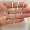 Oro Laminado Basic Necklace, Gold Filled Style Pave Mariner Design, Polished, Golden Finish, 5.222.029.30 (0.80 Gauge, 04 MM Thickness, 30 Inches Length)