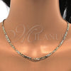 Oro Laminado Basic Necklace, Gold Filled Style Figaro Design, Diamond Cutting Finish, Golden Finish, 5.222.031.30 (0.80 Gauge, 04 MM Thickness, 30 Inches Length)