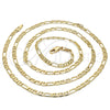 Oro Laminado Basic Necklace, Gold Filled Style Figaro Design, Diamond Cutting Finish, Golden Finish, 5.222.031.30 (0.80 Gauge, 04 MM Thickness, 30 Inches Length)