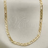 Oro Laminado Basic Necklace, Gold Filled Style Figaro Design, Diamond Cutting Finish, Golden Finish, 5.222.031.30 (0.80 Gauge, 04 MM Thickness, 30 Inches Length)