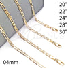 Oro Laminado Basic Necklace, Gold Filled Style Figaro Design, Diamond Cutting Finish, Golden Finish, 5.222.031.28 (0.80 Gauge, 04 MM Thickness, 28 Inches Length)