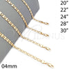Oro Laminado Basic Necklace, Gold Filled Style Pave Mariner Design, Diamond Cutting Finish, Golden Finish, 5.222.032.30 (0.80 Gauge, 04 MM Thickness, 30 Inches Length)
