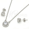 Sterling Silver Earring and Pendant Adult Set, with White Cubic Zirconia, Polished, Rhodium Finish, 10.186.0003