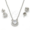Sterling Silver Earring and Pendant Adult Set, with White Cubic Zirconia, Polished, Rhodium Finish, 10.186.0003
