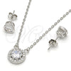 Sterling Silver Earring and Pendant Adult Set, with White Cubic Zirconia, Polished, Rhodium Finish, 10.186.0003