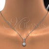 Sterling Silver Earring and Pendant Adult Set, with White Micro Pave and White Crystal, Polished, Rhodium Finish, 10.275.0008