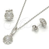 Sterling Silver Earring and Pendant Adult Set, with White Micro Pave and White Crystal, Polished, Rhodium Finish, 10.275.0008