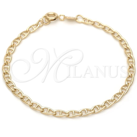 Oro Laminado Basic Bracelet, Gold Filled Style Mariner Design, Polished, Golden Finish, 03.02.0048.06 (04 MM Thickness, 6 Inches Length)