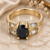 Oro Laminado Elegant Ring, Gold Filled Style Baguette Design, with Black and White Cubic Zirconia, Polished, Golden Finish, 5.166.008.2.06 (Size 6)