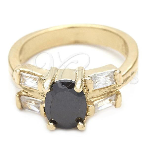 Gold Filled Ring — Elegant Ring Baguette Design with Black and White — main product view — SKU 112183 | Oro Laminado anillo — Elegant Ring Baguette diseño with negro and blanco — SKU 112183