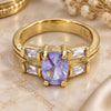 Oro Laminado Elegant Ring, Gold Filled Style with Lavender and White Cubic Zirconia, Polished, Golden Finish, 5.166.008.3.06 (Size 6)