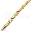 Oro Laminado Fancy Bracelet, Gold Filled Style Hugs and Kisses Design, Polished, Golden Finish, 03.210.0037.08 (08 MM Thickness, 8 Inches Length)