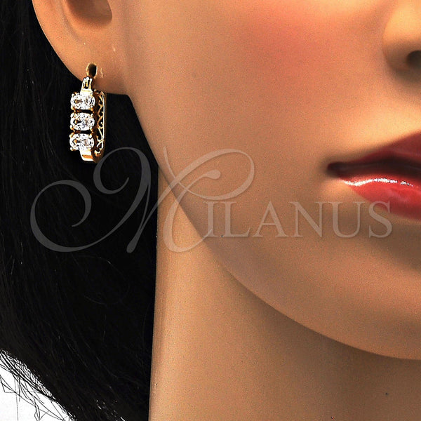 Gold Filled Hoop Earrings — Small Hoop with White Cubic Zirconia Polished 02. — alternate product view — SKU 112221 | Oro Laminado aretes de aro — Small Hoop with blanco Cubic Zirconia pulido 02. — SKU 112221
