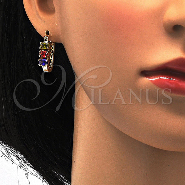 Gold Filled Hoop Earrings — Small Hoop with Multicolor Cubic Zirconia Polished 02. — alternate product view — SKU 112222 | Oro Laminado aretes de aro — Small Hoop with Multicolor Cubic Zirconia pulido 02. — SKU 112222