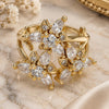 Oro Laminado Multi Stone Ring, Gold Filled Style Flower Design, with White Cubic Zirconia, Polished, Golden Finish, 01.210.0016.08 (Size 8)