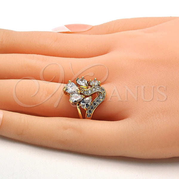 Gold Filled Ring — Multi Stone Ring Teardrop Design with White Cubic — alternate product view — SKU 112235 | Oro Laminado anillo — Multi Stone Ring Teardrop diseño with blanco Cubic — SKU 112235