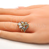 Oro Laminado Multi Stone Ring, Gold Filled Style Teardrop Design, with White Cubic Zirconia, Polished, Golden Finish, 01.210.0023.08 (Size 8)