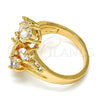 Oro Laminado Multi Stone Ring, Gold Filled Style Teardrop Design, with White Cubic Zirconia, Polished, Golden Finish, 01.210.0023.08 (Size 8)
