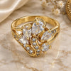 Oro Laminado Multi Stone Ring, Gold Filled Style Teardrop Design, with White Cubic Zirconia, Polished, Golden Finish, 01.210.0023.08 (Size 8)