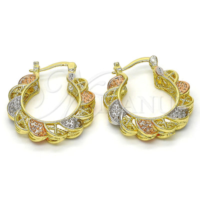 Oro Laminado aretes de aro — Small Hoop pulido Tricolor 02.99. por Mayoreo, vista principal del producto