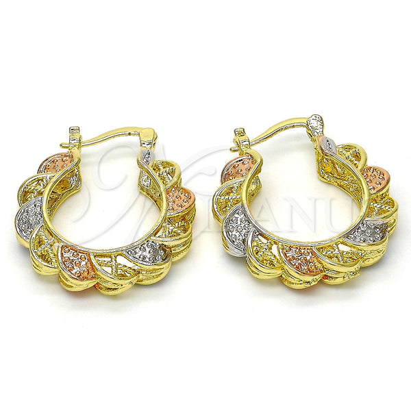 Gold Filled Hoop Earrings — Small Hoop Polished Tricolor 02.99. — main product view — SKU 112247 | Oro Laminado aretes de aro — Small Hoop pulido Tricolor 02.99. — SKU 112247