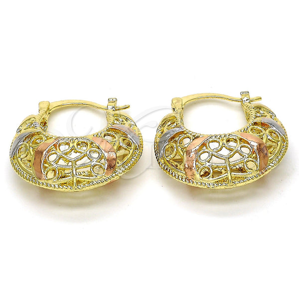 Gold Filled Hoop Earrings — Small Hoop Polished Tricolor 02.99. — main product view — SKU 112248 | Oro Laminado aretes de aro — Small Hoop pulido Tricolor 02.99. — SKU 112248