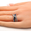 Rhodium Gold Filled Multi Stone Ring, with Sapphire Blue and White Cubic Zirconia, Polished, Rhodium Finish, 01.210.0045.5.09 (Size 9)