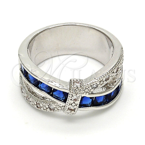 White Gold Filled Ring — Multi Stone Ring with Sapphire Blue and White — main product view — SKU 112270 | Oro Laminado Blanco anillo — Multi Stone Ring with Sapphire Blue and blanco — SKU 112270