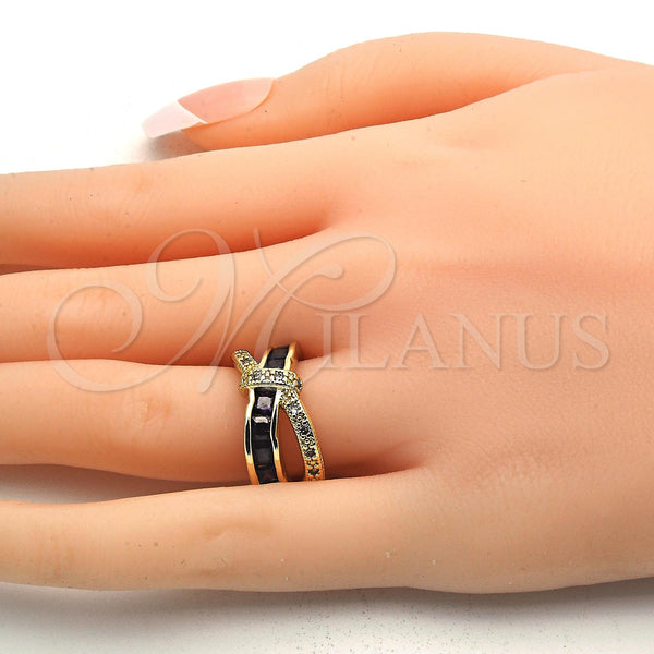 Gold Filled Ring — Multi Stone Ring with Amethyst and White Cubic — alternate product view — SKU 112271 | Oro Laminado anillo — Multi Stone Ring with Amethyst and blanco Cubic — SKU 112271