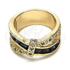 Oro Laminado Multi Stone Ring, Gold Filled Style with Amethyst and White Cubic Zirconia, Polished, Golden Finish, 01.210.0045.6.08 (Size 8)