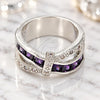 White Gold Filled Multi Stone Ring, with Amethyst and White Cubic Zirconia, Polished, Rhodium Finish, 01.210.0045.7.09 (Size 9)