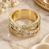 Oro Laminado Multi Stone Ring, Gold Filled Style with White Cubic Zirconia, Polished, Golden Finish, 01.210.0045.8.07 (Size 7)