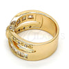 Oro Laminado Multi Stone Ring, Gold Filled Style with White Cubic Zirconia, Polished, Golden Finish, 01.210.0045.8.09 (Size 9)