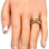 Oro Laminado Multi Stone Ring, Gold Filled Style with White Cubic Zirconia, Polished, Golden Finish, 01.210.0045.8.09 (Size 9)