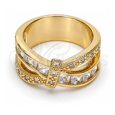 Oro Laminado Multi Stone Ring, Gold Filled Style with White Cubic Zirconia, Polished, Golden Finish, 01.210.0045.8.09 (Size 9)