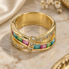 Oro Laminado Multi Stone Ring, Gold Filled Style with Rose Cubic Zirconia, Polished, Golden Finish, 01.210.0045.10.08 (Size 8)