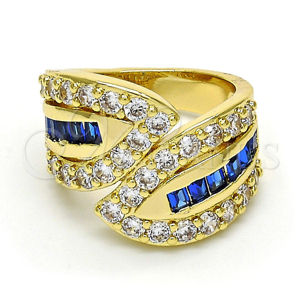 Oro Laminado Multi Stone Ring, Gold Filled Style with Tanzanite and White Cubic Zirconia, Polished, Golden Finish, 01.99.0100.2.09 (Size 9)