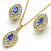 Oro Laminado Earring and Pendant Adult Set, Gold Filled Style with Tanzanite Cubic Zirconia and White Crystal, Polished, Golden Finish, 10.99.0013.1