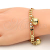 Gold Tone Charm Bracelet, Rattle Charm and Elephant Design, Polished, Golden Finish, 03.63.1755.08.GT (160 Gauge, 06 MM Thickness, 8 Inches Length)