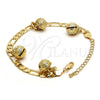 Gold Tone Charm Anklet , Rattle Charm and Greek Key Design, Polished, Golden Finish, 03.63.1777.10.GT (160 Gauge, 06 MM Thickness, 10 Inches Length)