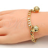 Gold Tone Charm Bracelet, Rattle Charm Design, Polished, Golden Finish, 03.63.1778.08.GT (160 Gauge, 06 MM Thickness, 8 Inches Length)