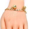 Gold Tone Charm Bracelet, Rattle Charm Design, Polished, Golden Finish, 03.63.1778.08.GT (160 Gauge, 06 MM Thickness, 8 Inches Length)