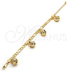 Gold Tone Charm Bracelet, Rattle Charm Design, Polished, Golden Finish, 03.63.1778.08.GT (160 Gauge, 06 MM Thickness, 8 Inches Length)